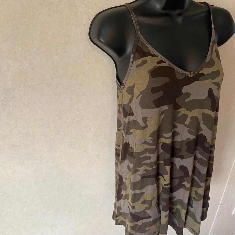 Zenana Outfitters Camouflage Print Reversible Spaghetti Cami Tank top Dress LRGE - Picture 3 of 5